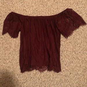American Eagle Lace Off the Shoulder Top